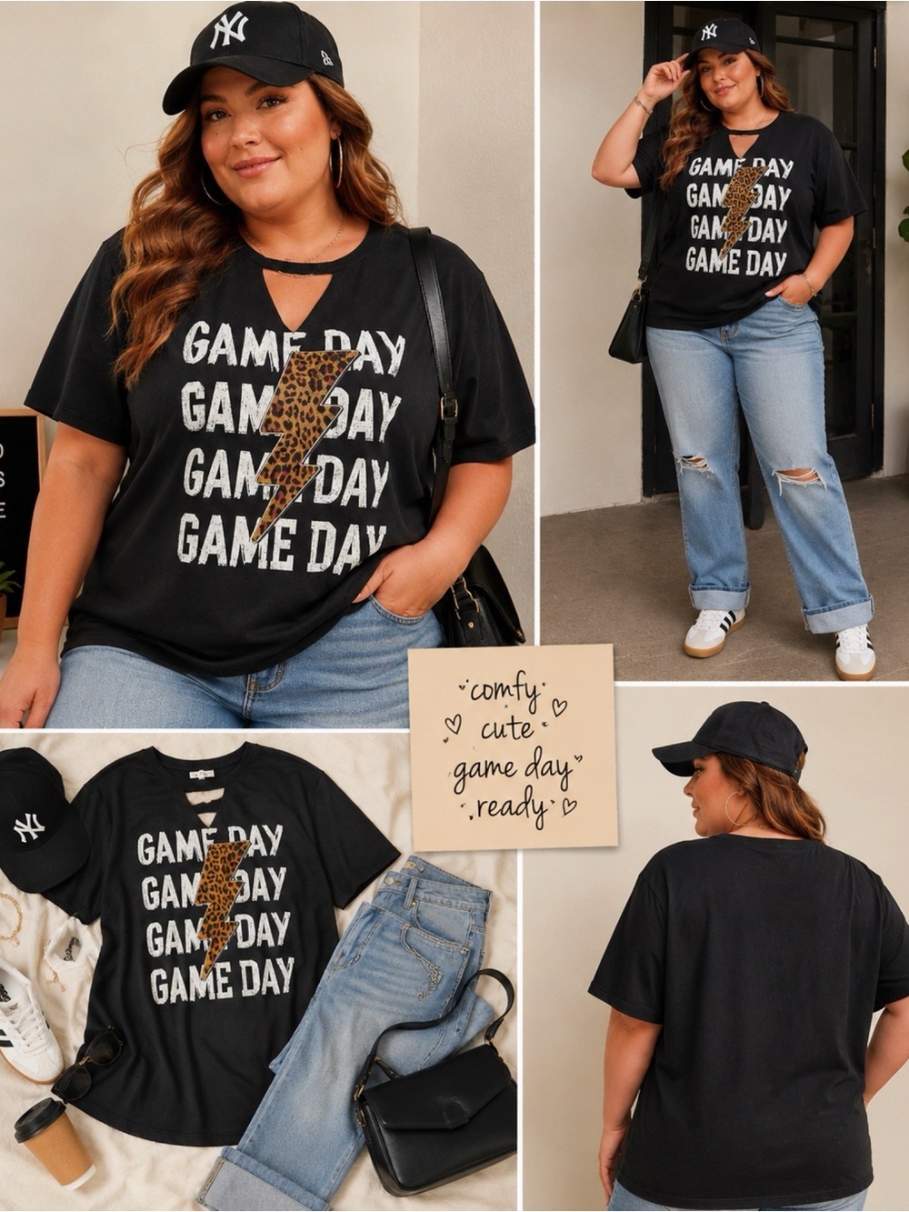 MAURICES Black Game Day Graphic Choker T Shirt